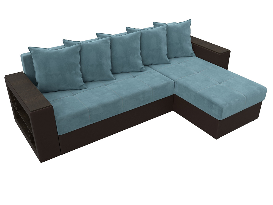 Диван угловой Дубай Лайт угол универсальный (бирюзовый;коричневый)
