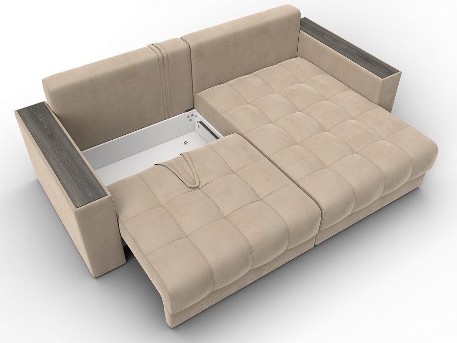 Диван угловой с декором Лига-049 НПБ (seven 729 бежевый)