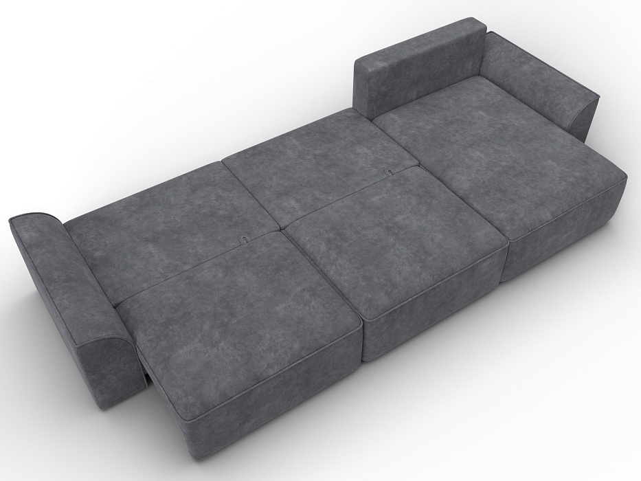 Диван угловой Лига-048 НПБ лонг (brut 16 темно-серый)