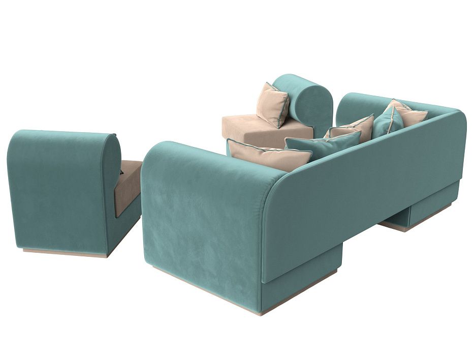 Набор Кипр-3 (диван, 2 кресла) (бежевый\бирюзовый)