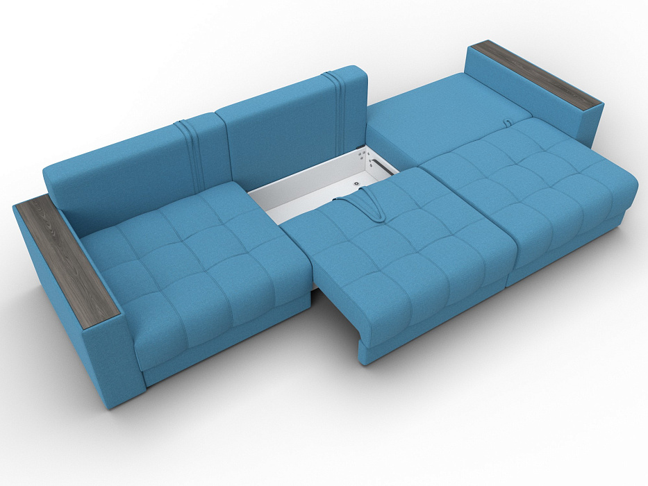 Диван прямой с декором Лига-049 НПБ Лонг (амур 10 голубой)