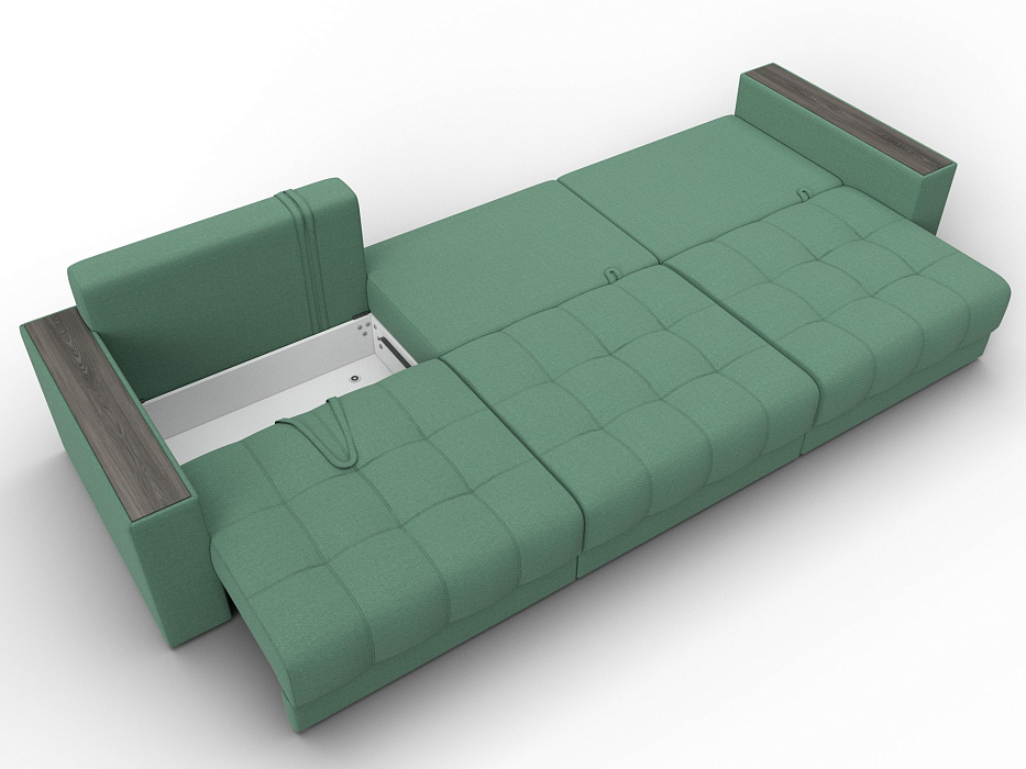 Диван прямой с декором Лига-049 НПБ Лонг (амур 11 зеленый)