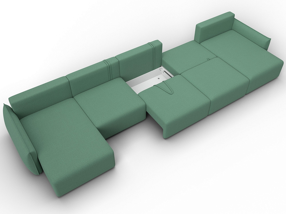 Диван П-образный Лига-051 НПБ МегаЛонг (амур 11 зеленый)