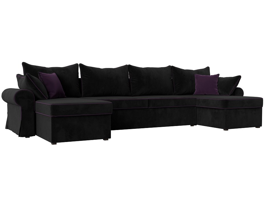 П-образный диван Элис (черный\фиолетовый цвет)