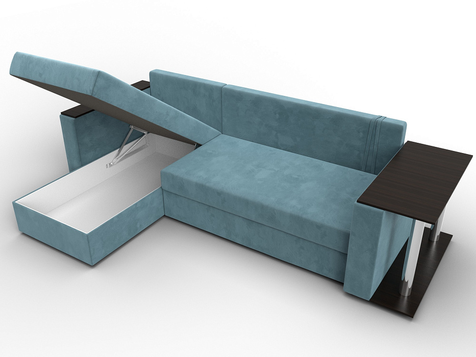 Диван угловой Атланта со столом левый угол (seven 113 бирюзовый)