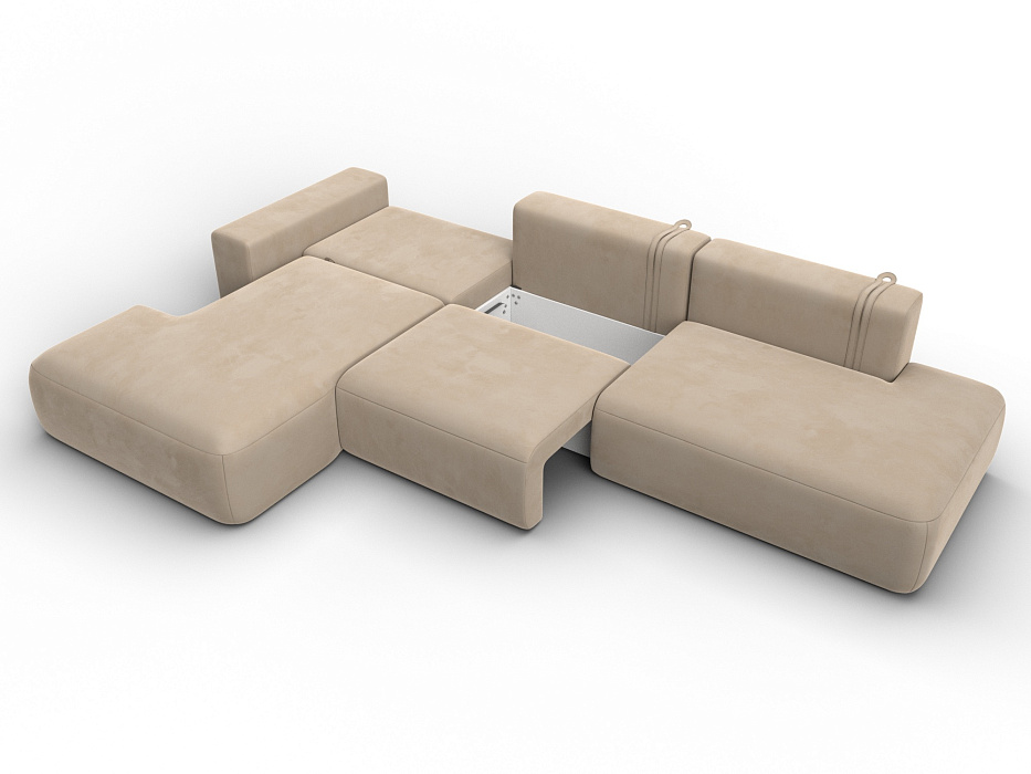 Диван угловой Лига-036 НПБ Модерн Лонг левый угол (seven 729 бежевый)