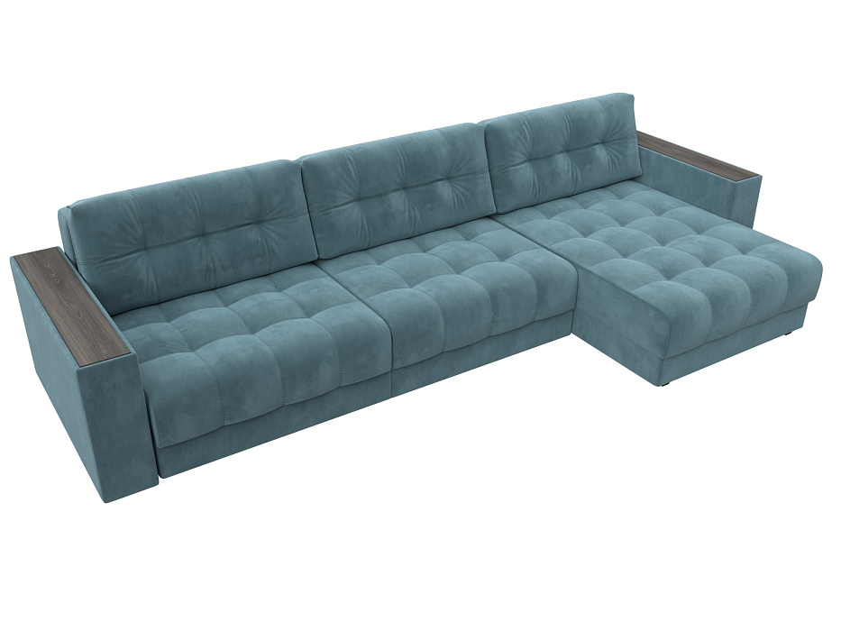 Диван угловой с декором Лига-049 НПБ Лонг (seven 113 бирюзовый)