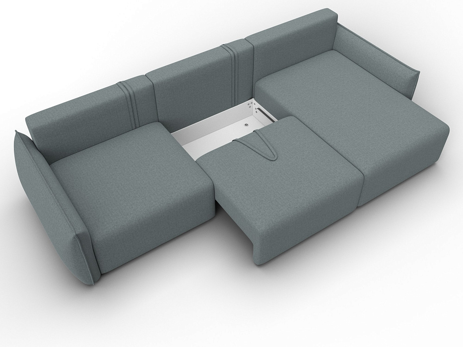 Диван угловой Лига-051 НПБ Лонг угол универсальный (амур 07 серый)