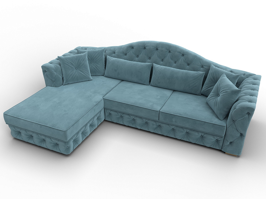 Диван угловой Артис левый угол (seven 113 бирюзовый)