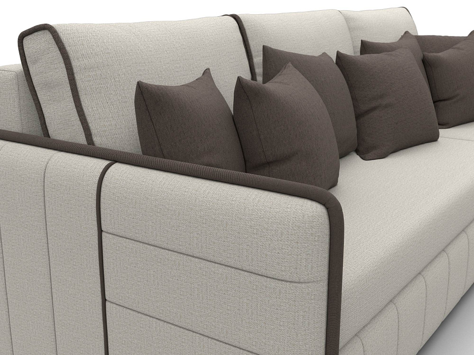 Диван угловой Лига-078 угол универсальный (амур 02 бежевый/амур 05 коричневый)