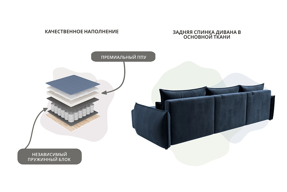 Диван угловой Лига-051 НПБ Лонг угол универсальный (tower 13 синий)