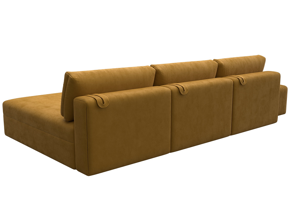 Диван угловой модульный с пуфом Лига-060 НПБ Лонг угол универсальный (brut 10 желтый)