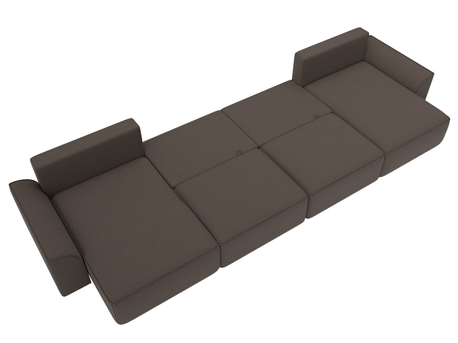 Диван П-образный Лига-048 НПБ лонг (амур 05 коричневый)