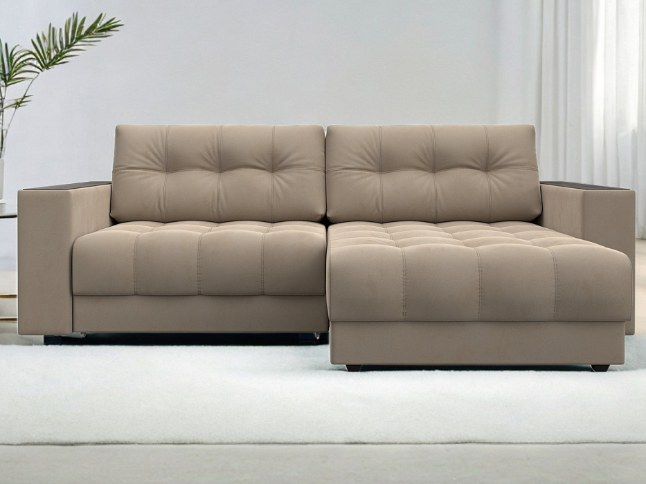 Диван угловой с декором Лига-049 НПБ (seven 729 бежевый) Диван угловой с декором Лига-049 НПБ (seven 729 бежевый)