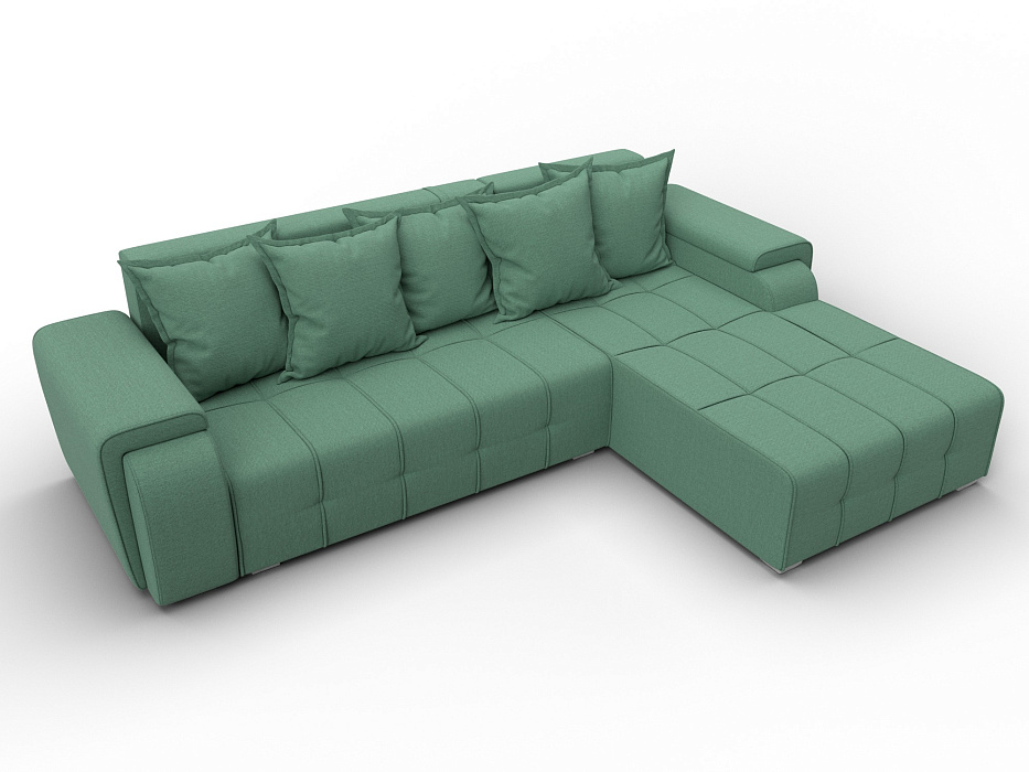 Диван угловой Лига-121 правый угол (амур 11 зеленый)