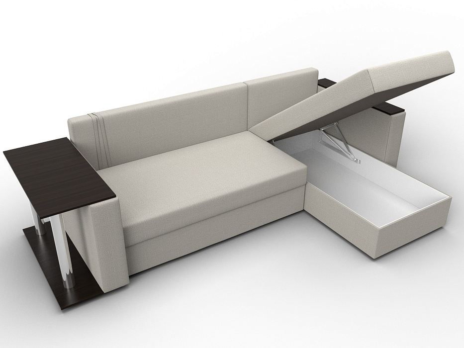 Диван угловой Атланта со столом правый угол (амур 02 бежевый)