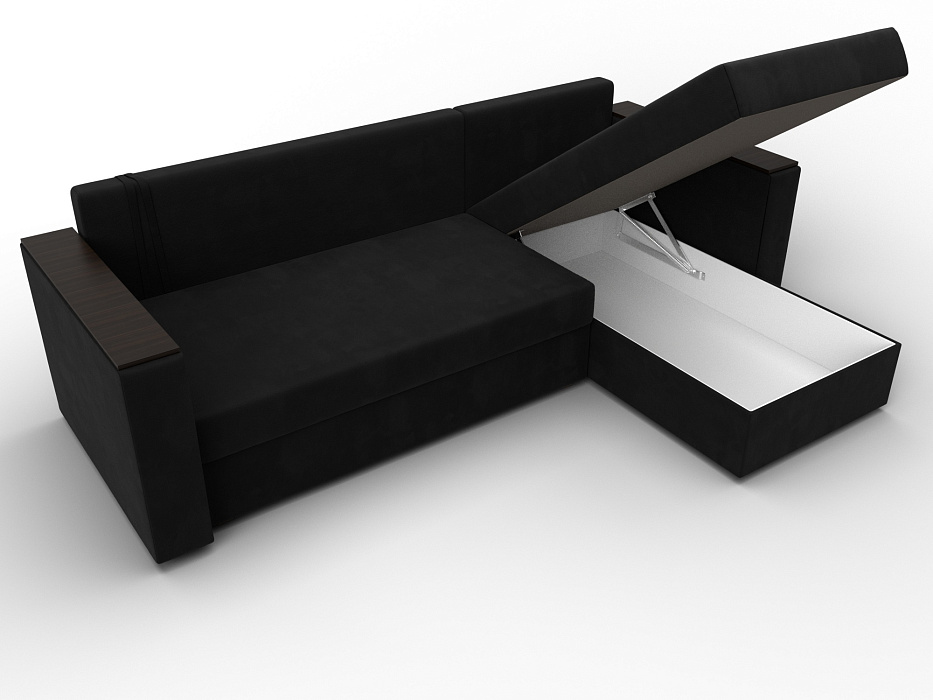Диван угловой Атланта без стола универсальный угол (seven 35 черный)
