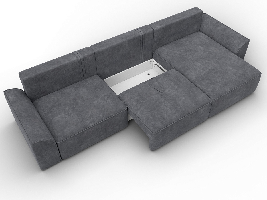 Диван угловой Лига-048 НПБ лонг (brut 16 темно-серый)