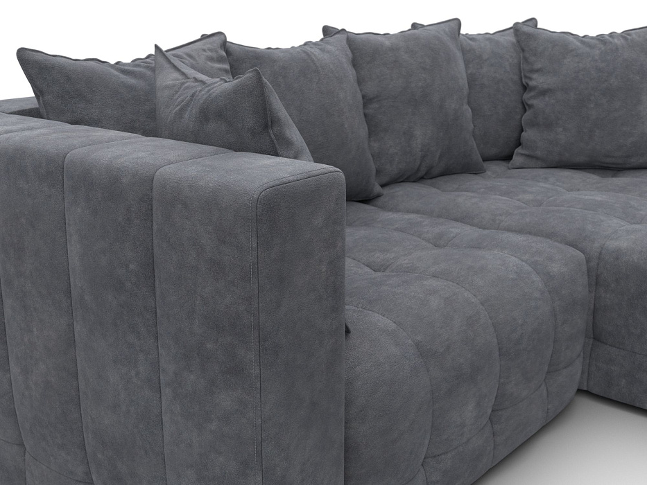 Диван угловой Лига-052 НПБ угол универсальный (brut 16 темно-серый)