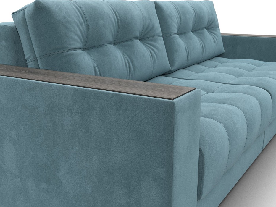 Диван прямой с декором Лига-049 НПБ (seven 113 бирюзовый)