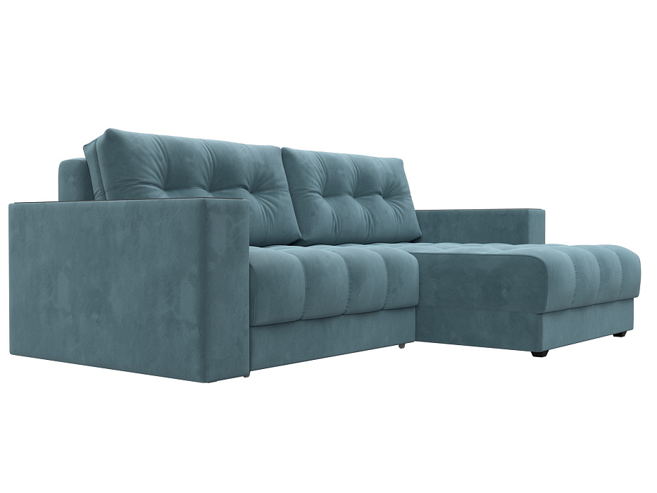 Диван угловой с декором Лига-049 НПБ (seven 113 бирюзовый)