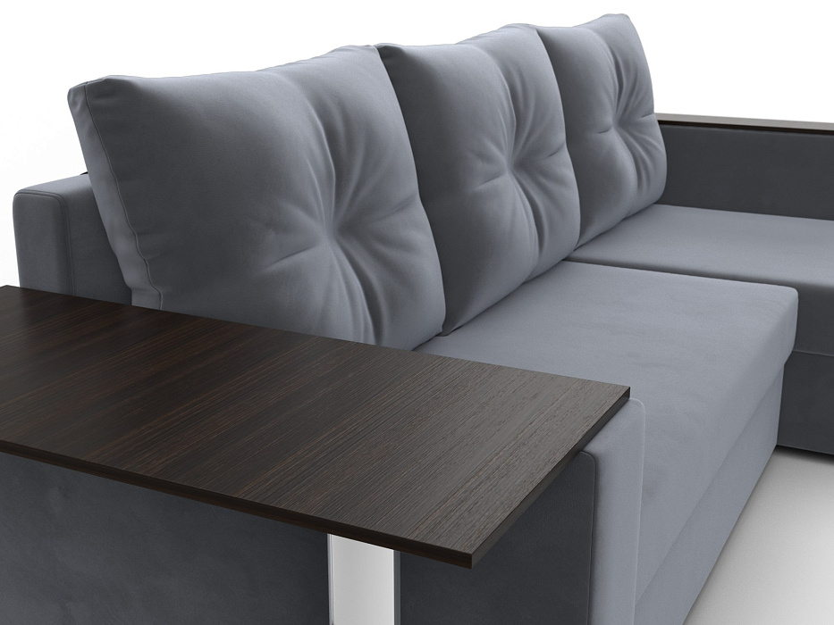 Диван угловой Атланта со столом правый угол (seven 17 серый)