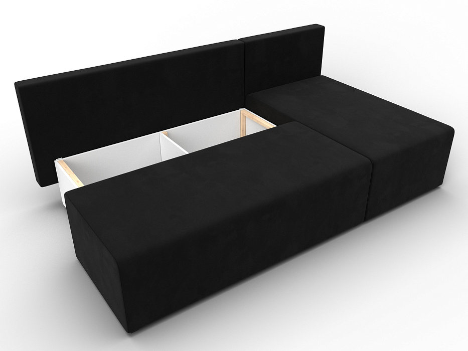 Диван угловой Поло правый угол (черный)