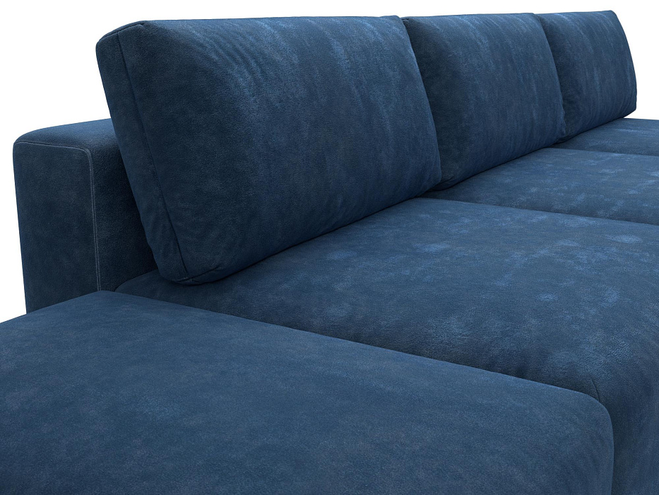 Диван угловой модульный с пуфом Лига-060 НПБ Лонг угол универсальный (brut 11 синий)