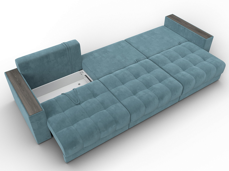 Диван прямой с декором Лига-049 НПБ Лонг (seven 113 бирюзовый)