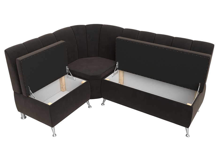 Диван кухонный угловой Кантри левый угол (seven 727 коричневый)