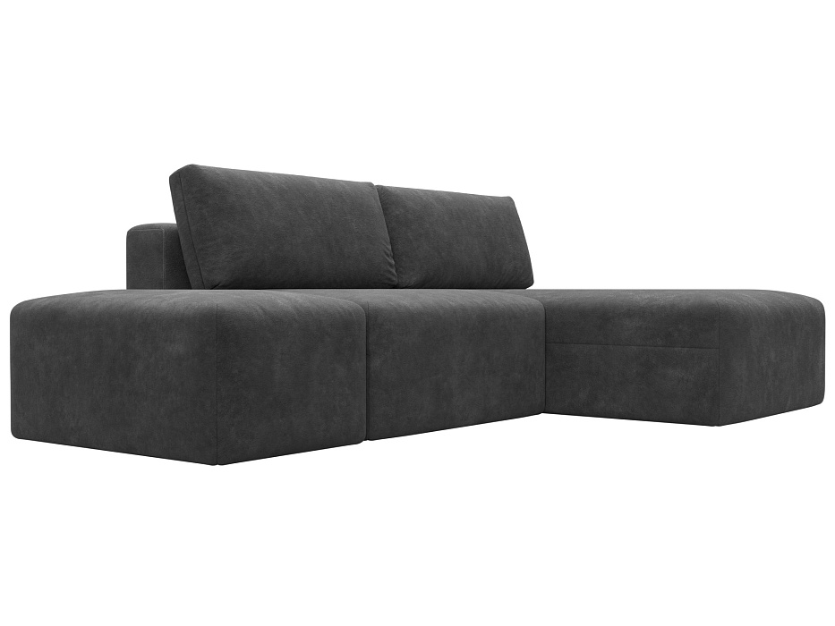 Диван угловой модульный с пуфом Лига-060 НПБ угол универсальный (brut 16 темно-серый)