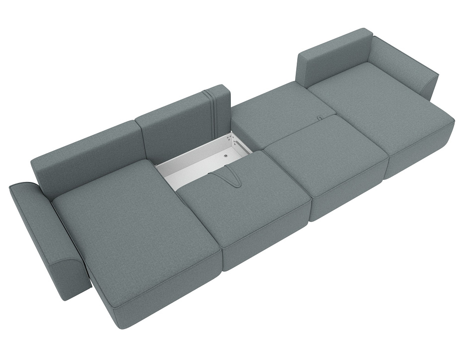 Диван П-образный Лига-048 НПБ лонг (амур 07 серый)