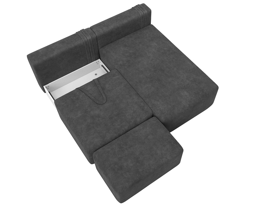 Диван угловой модульный с пуфом Лига-060 НПБ угол универсальный (brut 16 темно-серый)