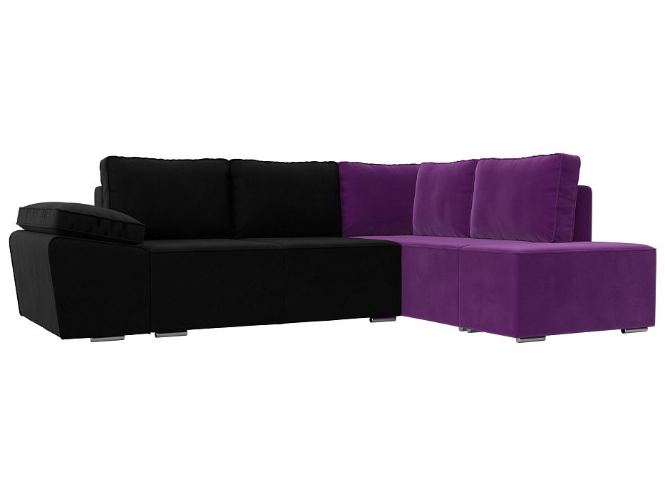 Угловой диван Хьюго правый угол (черный\фиолетовый цвет)