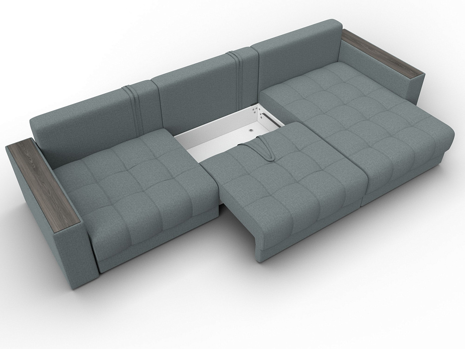 Диван угловой с декором Лига-049 НПБ Лонг (амур 07 серый)