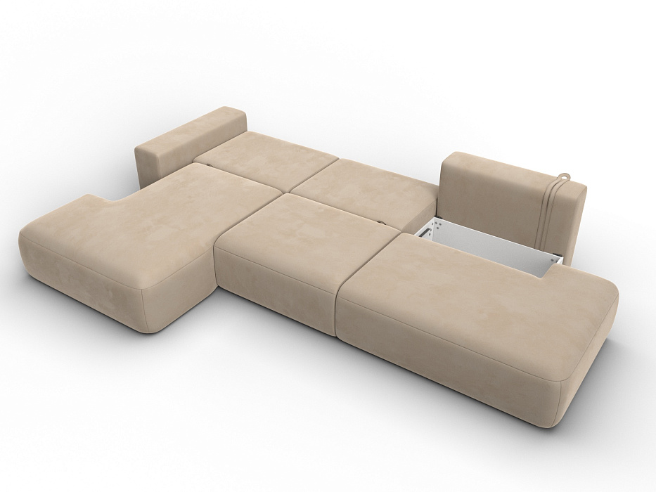 Диван угловой Лига-036 НПБ Модерн Лонг левый угол (seven 729 бежевый)
