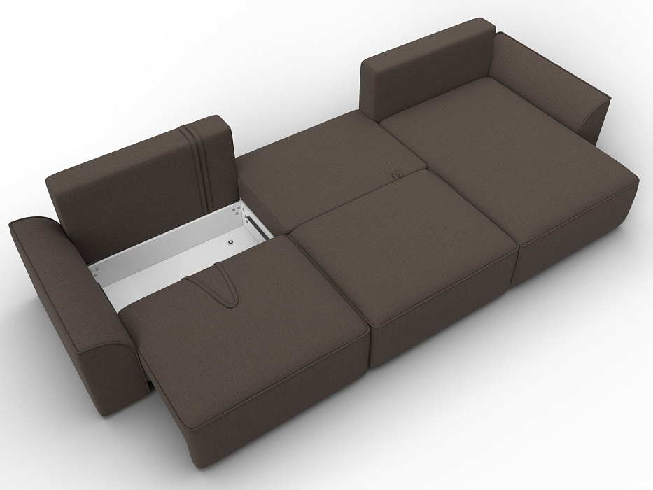 Диван угловой Лига-048 НПБ лонг (амур 05 коричневый)