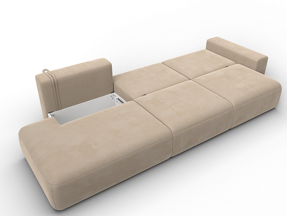 Диван прямой Лига-036 НПБ Модерн Лонг подлокотник справа (seven 729 бежевый)