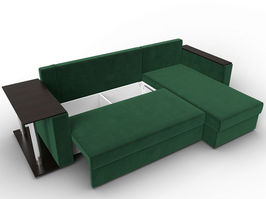 Диван угловой Атланта со столом правый угол (seven 626 зеленый)