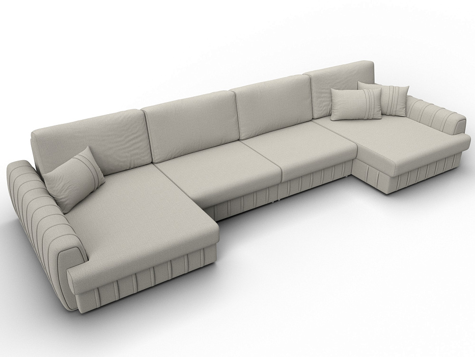 Диван П-образный Лига-057 НПБ Лонг (амур 02 бежевый)