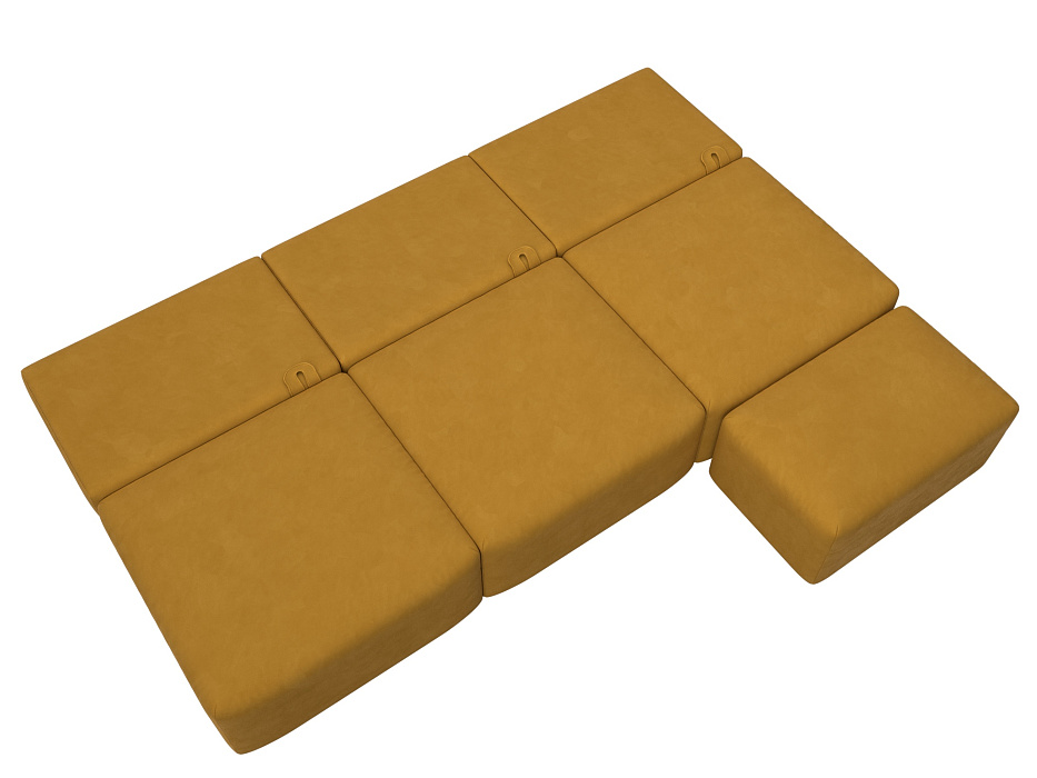 Диван угловой модульный с пуфом Лига-060 НПБ Лонг угол универсальный (brut 10 желтый)