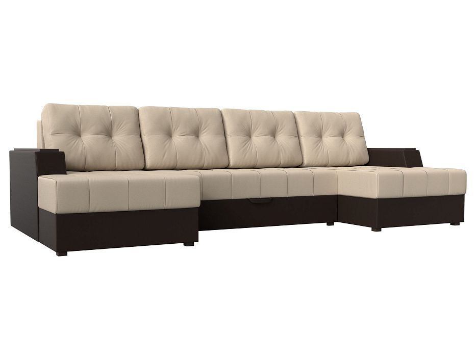 П-образный диван Эмир (бежевый\коричневый)