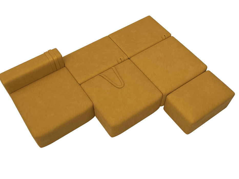 Диван угловой модульный с пуфом Лига-060 НПБ Лонг угол универсальный (brut 10 желтый)