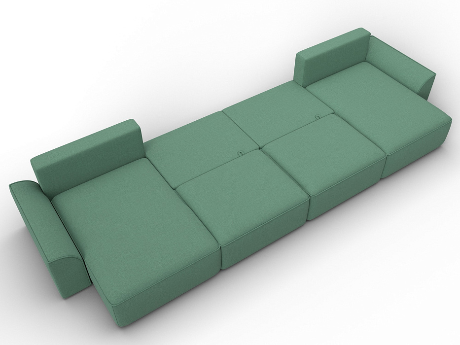 Диван П-образный Лига-048 НПБ лонг (амур 11 зеленый)
