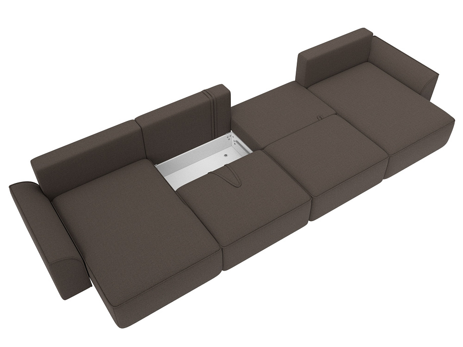 Диван П-образный Лига-048 НПБ лонг (амур 05 коричневый)