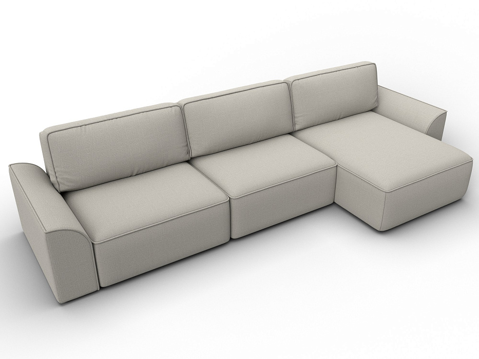 Диван угловой Лига-048 НПБ лонг (амур 02 бежевый)