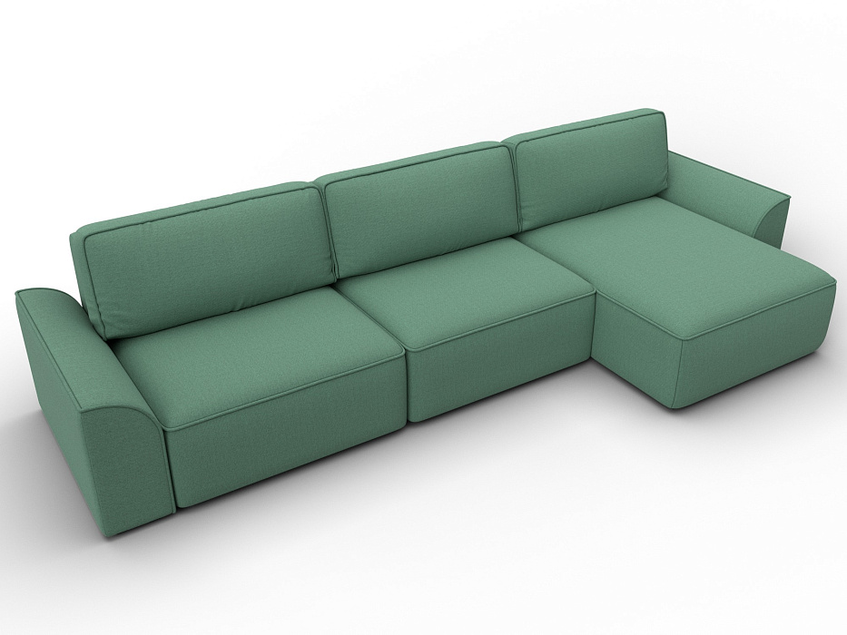 Диван угловой Лига-048 НПБ лонг (амур 11 зеленый)