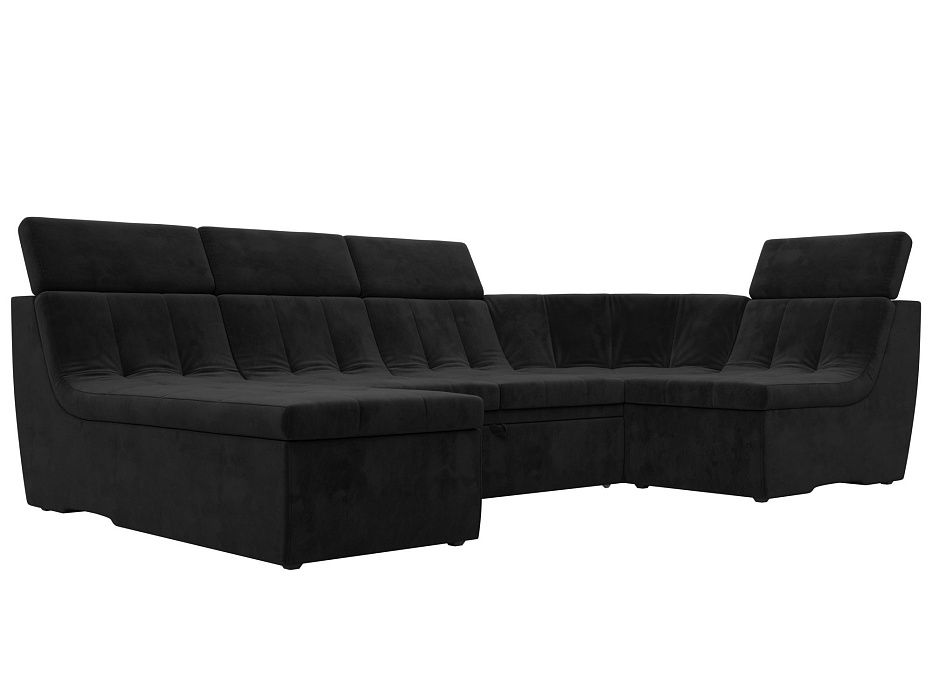 П-образный модульный диван Холидей Люкс (черный)