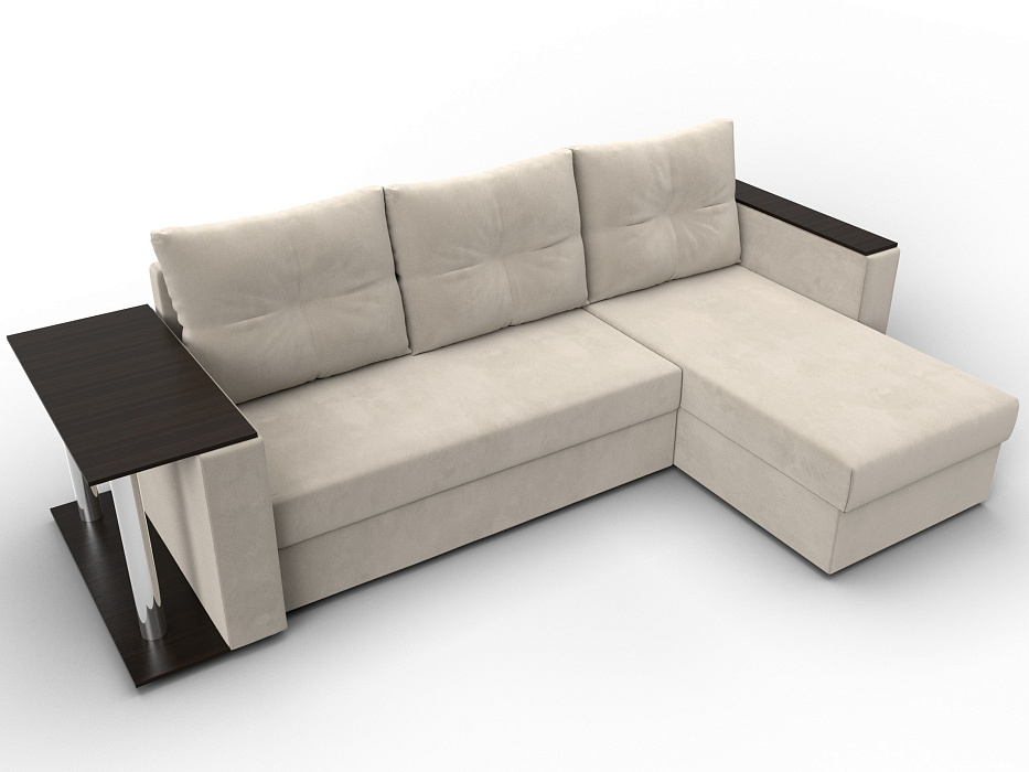 Диван угловой Атланта со столом правый угол (бежевый)