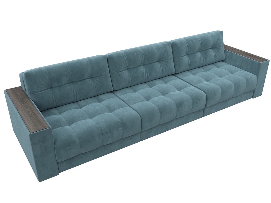 Диван прямой с декором Лига-049 НПБ Лонг (seven 113 бирюзовый)